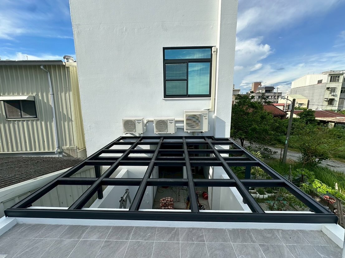 台南節能玻璃採光罩+隔間玻璃門